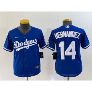 Youth Los Angeles Dodgers #14 Enrique Hernandez Blue Stitched Cool Base Nike Jersey