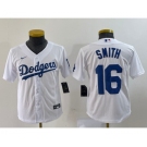 Youth Los Angeles Dodgers #16 Will Smith White Stitched Cool Base Nike Jersey