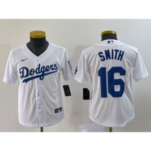 Youth Los Angeles Dodgers #16 Will Smith White Stitched Cool Base Nike Jersey