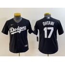 Youth Los Angeles Dodgers #17 Shohei Ohtani Black Turn Back The Clock Stitched Cool Base Jersey