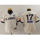 Youth Los Angeles Dodgers #17 Shohei Ohtani Cream 2024 City Connect Limited Jersey