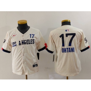 Youth Los Angeles Dodgers #17 Shohei Ohtani Cream 2024 City Connect Limited Jersey