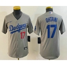 Youth Los Angeles Dodgers #17 Shohei Ohtani Number Grey Stitched Cool Base Nike Jersey