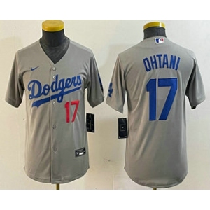 Youth Los Angeles Dodgers #17 Shohei Ohtani Number Grey Stitched Cool Base Nike Jersey