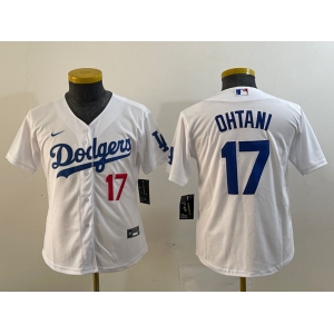 Youth Los Angeles Dodgers #17 Shohei Ohtani Number White Stitched Cool Base Nike Jersey