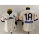 Youth Los Angeles Dodgers #18 Yoshinobu Yamamoto Cream 2024 City Connect Limited Jersey