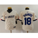 Youth Los Angeles Dodgers #18 Yoshinobu Yamamoto Cream 2024 City Connect Limited Stitched Jersey