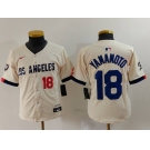 Youth Los Angeles Dodgers #18 Yoshinobu Yamamoto Number Cream 2024 City Connect Limited Stitched Jersey