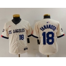 Youth Los Angeles Dodgers #18 Yoshinobu Yamamoto Number Cream 2024 City Connect Limited Stitched Jerseys