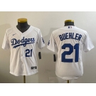 Youth Los Angeles Dodgers #21 Walker Buehler White Stitched Cool Base Nike Jerseys
