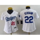 Youth Los Angeles Dodgers #22 Clayton Kershaw Number White Stitched MLB Cool Base Nike Jersey