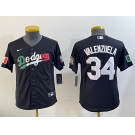 Youth Los Angeles Dodgers #34 Fernando Valenzuela Black Mexico 2020 World Series Cool Base Nike Jersey