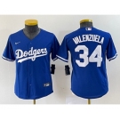 Youth Los Angeles Dodgers #34 Fernando Valenzuela Blue Stitched Cool Base Nike Jersey