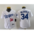 Youth Los Angeles Dodgers #34 Fernando Valenzuela Number White Stitched Cool Base Nike Jersey