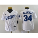 Youth Los Angeles Dodgers #34 Fernando Valenzuela White Stitched Cool Base Nike Jersey