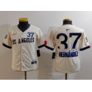 Youth Los Angeles Dodgers #37 Teoscar Hernandez Cream 2024 City Connect Limited Stitched Jersey