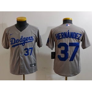 Youth Los Angeles Dodgers #37 Teoscar Hernandez Number Grey Cool Base Stitched Jerseys