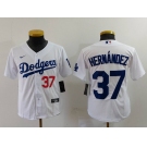 Youth Los Angeles Dodgers #37 Teoscar Hernandez Number White Cool Base Stitched Jersey