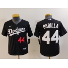 Youth Los Angeles Dodgers #44 Vicente Padilla Number Black Cool Base Stitched Jersey