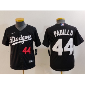 Youth Los Angeles Dodgers #44 Vicente Padilla Number Black Cool Base Stitched Jersey