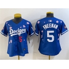 Youth Los Angeles Dodgers #5 Freddie Freeman Royal 2025 Tokyo Series Limited Stitched Baseball Jersey