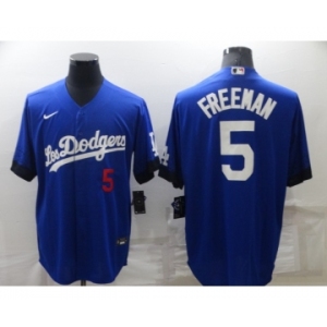 Youth Los Angeles Dodgers #5 Freddie Freeman Royal City Connect Flex Base Stitched Jersey
