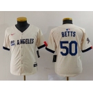 Youth Los Angeles Dodgers #50 Mookie Betts Cream 2024 City Connect Limited Stitched Jersey