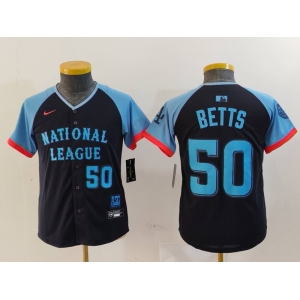 Youth Los Angeles Dodgers #50 Mookie Betts Number Navy 2024 All Star Limited Stitched Jersey