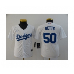 Youth Los Angeles Dodgers #50 Mookie Betts White 2020 Cool Base Jersey