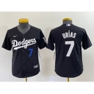 Youth Los Angeles Dodgers #7 Julio Urias Number Black Turn Back The Clock Stitched Cool Base Jersey1