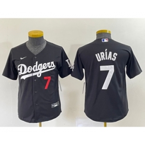 Youth Los Angeles Dodgers #7 Julio Urias Number Black Turn Back The Clock Stitched Cool Base Jersey2