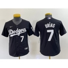 Youth Los Angeles Dodgers #7 Julio Urias Number Black Turn Back The Clock Stitched Cool Base Jersey