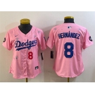 Youth Los Angeles Dodgers #8 Enrique Hernández Pink 2025 Tokyo Series Limited Stitched Baseball Jersey