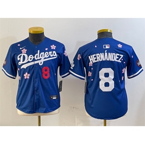 Youth Los Angeles Dodgers #8 Enrique Hernández Royal 2025 Tokyo Series Limited Stitched Baseball Jersey
