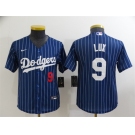 Youth Los Angeles Dodgers #9 Gavin Lux Navy Blue Pinstripe Stitched MLB Cool Base Nike Jersey