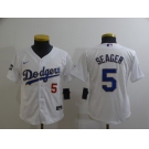 Youth Nike Los Angeles Dodgers #5 Corey Seager White Series Champions Authentic Jersey