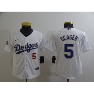 Youth Nike Los Angeles Dodgers #5 Corey Seager White Series Champions Authentic Jersey