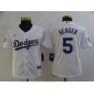 Youth Nike Los Angeles Dodgers #5 Corey Seager White Series Champions Jersey