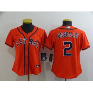 Nike Women's Houston Astros #2 Alex Bregman Authentic Orange Alternate Cool Base  Baseball Jersey