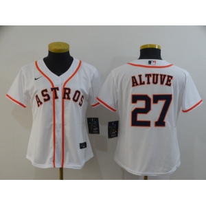 Nike Women's Houston Astros #27 Jose Altuve Authentic White Alternate Cool Base Baseball Jersey