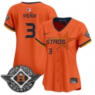 Women's Houston Astros #3 Jeremy Pena Orange 2025 City Connect Limited Stitched Baseball Jersey