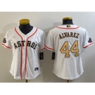 Women's Houston Astros #44 Yordan Alvarez 2023 White Gold World Serise Champions Patch Cool Base Stitched Jersey