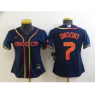 Women's Houston Astros #7 Craig Biggio 2022 Navy Blue City Connect Cool Base Stitched Jersey