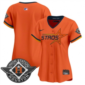 Women's Houston Astros Blank Orange 2025 City Connect Limited Stitched Baseball Jersey