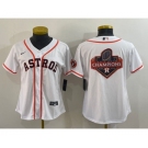 Women's Houston Astros White Champions Big Logo With Patch Stitched MLB Cool Base Nike Jersey