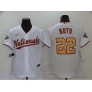 Men's Nike Washington Nationals # #22 Juan Soto White Gold Cool Base Home Stitched Baseball Jersey