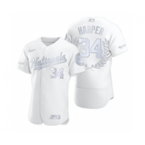 Men's Nike Washington Nationals #34 Bryce Harper Platinum Baseball MVP Limited Player Edition Jersey