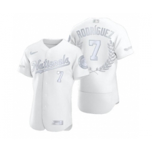 Men's Nike Washington Nationals #7 Ivan Rodriguez Platinum Baseball MVP Limited Player Edition Jersey