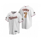 Men's Nike Washington Nationals #7 Trea Turner White Alternate 2020 Gold Program Baseball Player Jersey