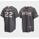 Men's Washington Nationals #22 Juan Soto 2022 Grey City Connect Cherry Blossom Cool Base Stitched Jersey